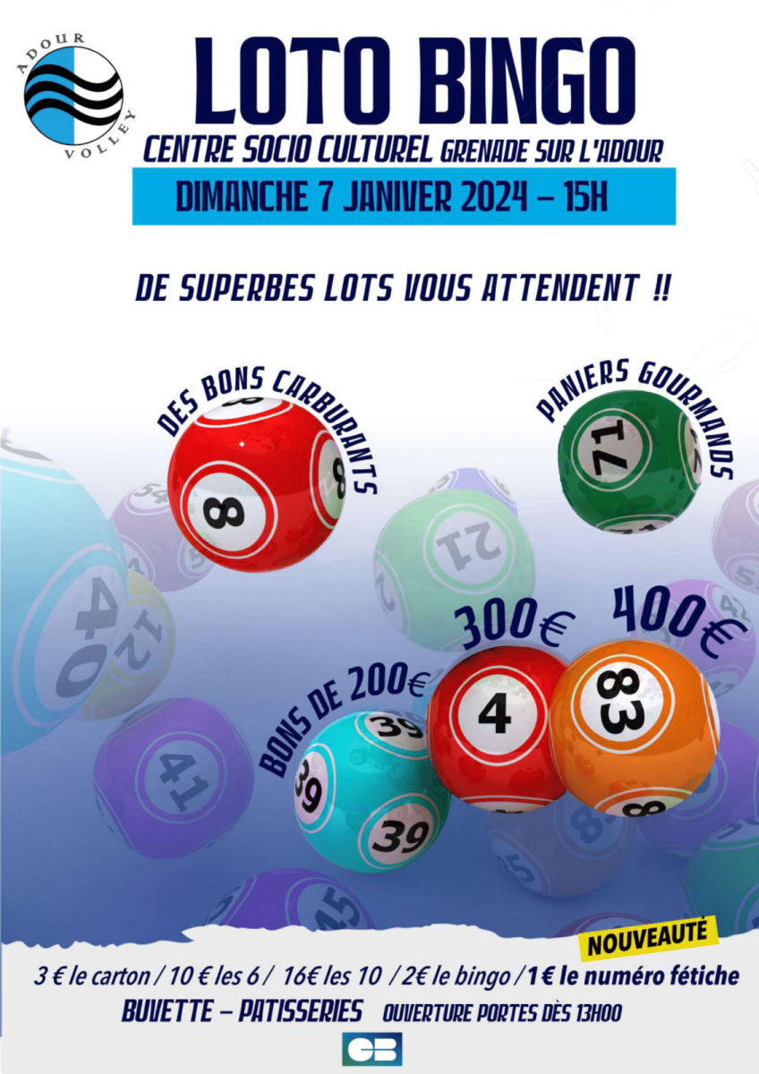 Loto Bingo – Adour Volley à GRENADE-SUR-L'ADOUR le 07/01/2024